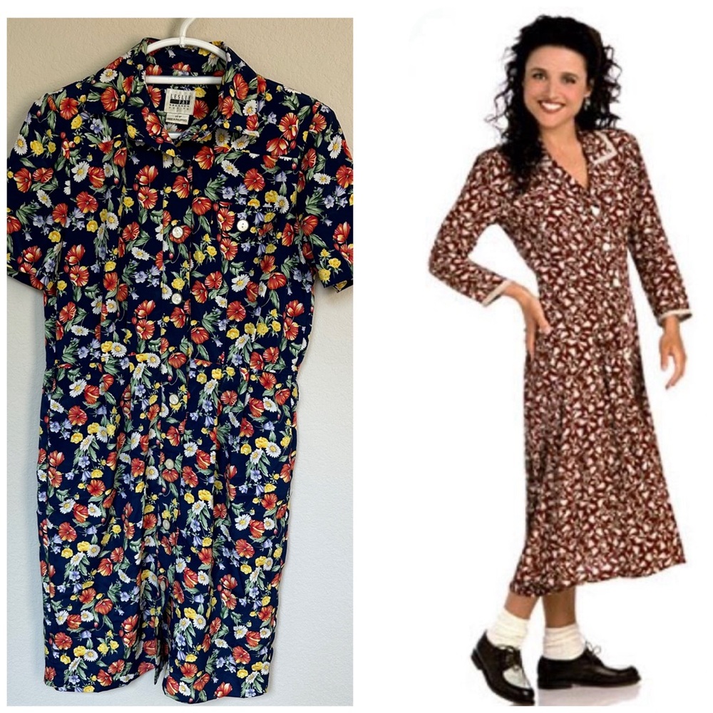 Leslie Fay Vintage Elaine Benes Seinfeld Floral Dress 8P